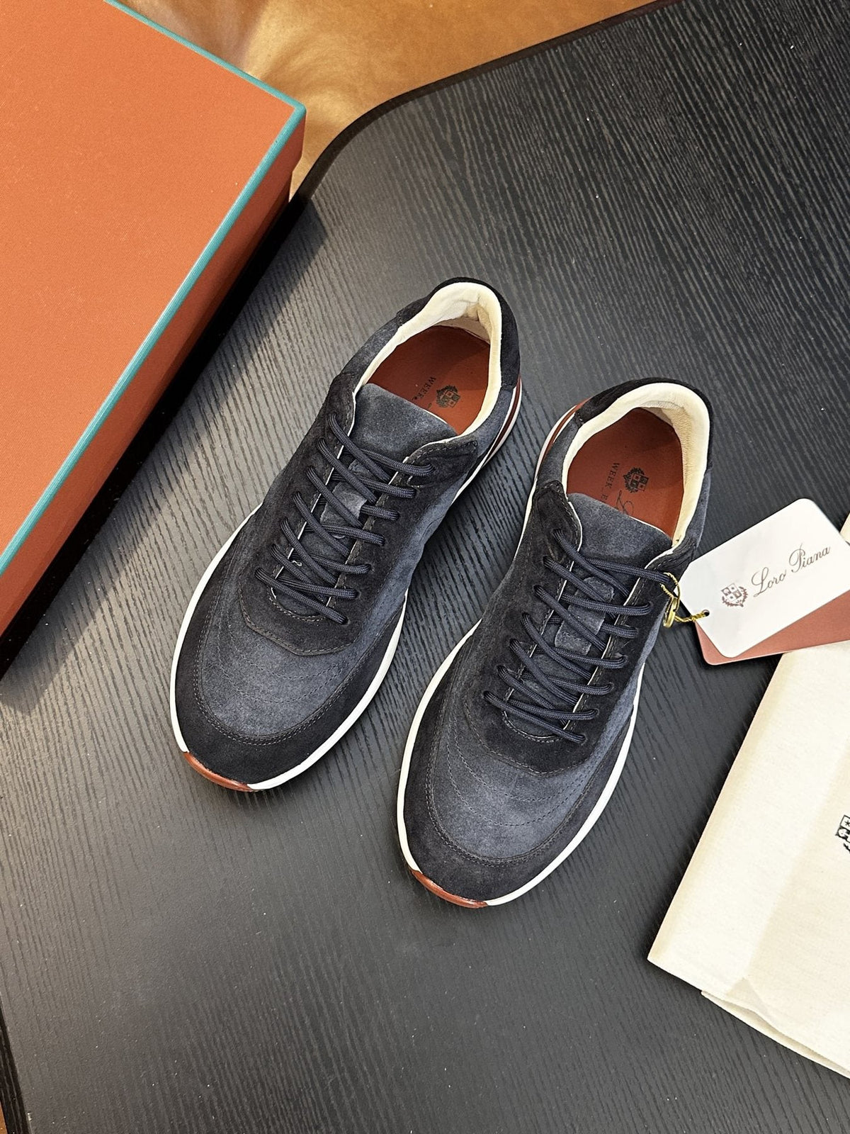 Loro Piana Gray and Charcoal Low-Top Sneakers